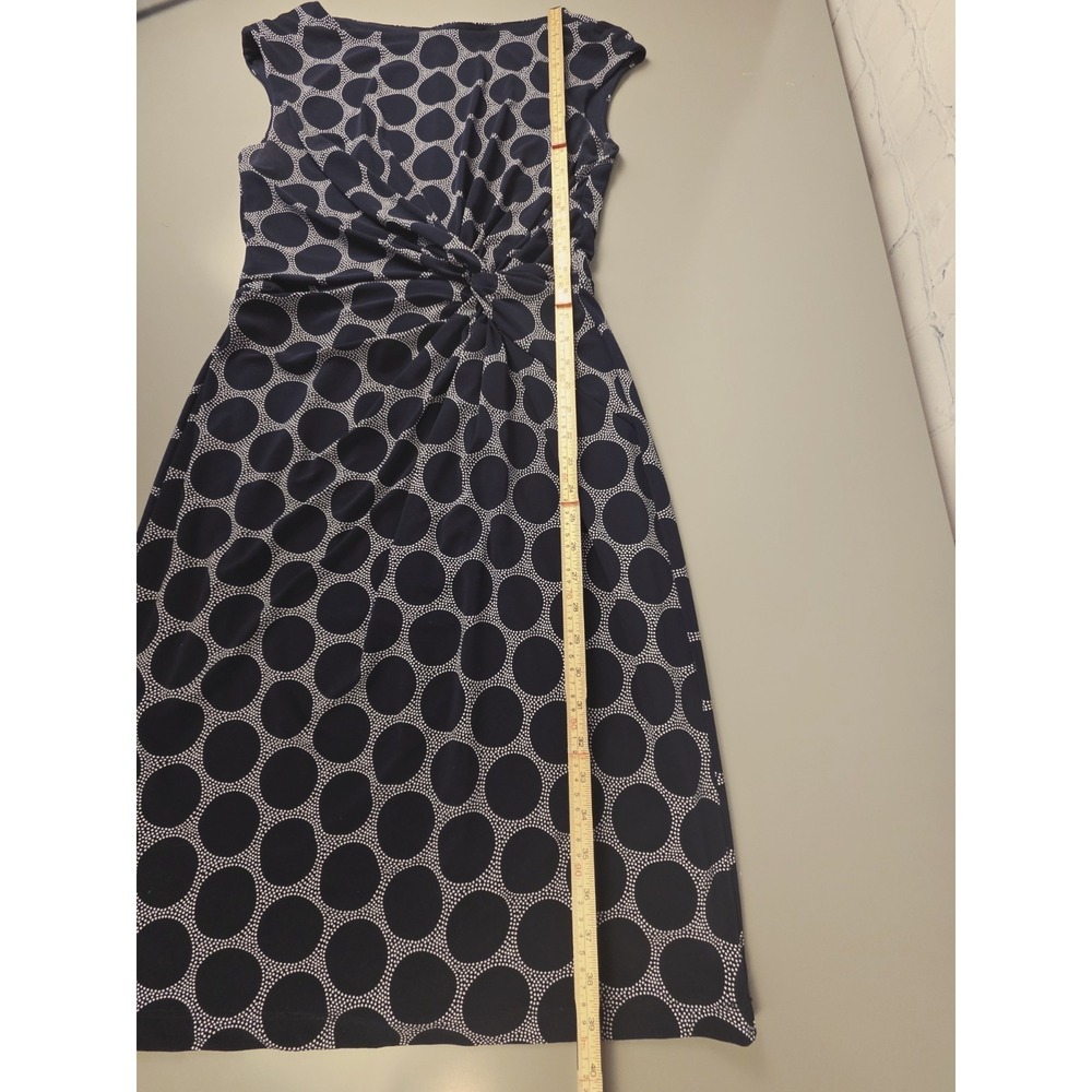 Lauren Ralph Lauren Navy Blue & White Print Dress Sz 12 Lined - Picture 10 of 10